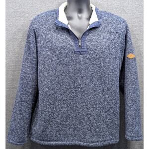 ORVIS Mens Sweater - Blue, Sherpa Fleece Lined, 1/4 Zip, Knit Pullover, Large